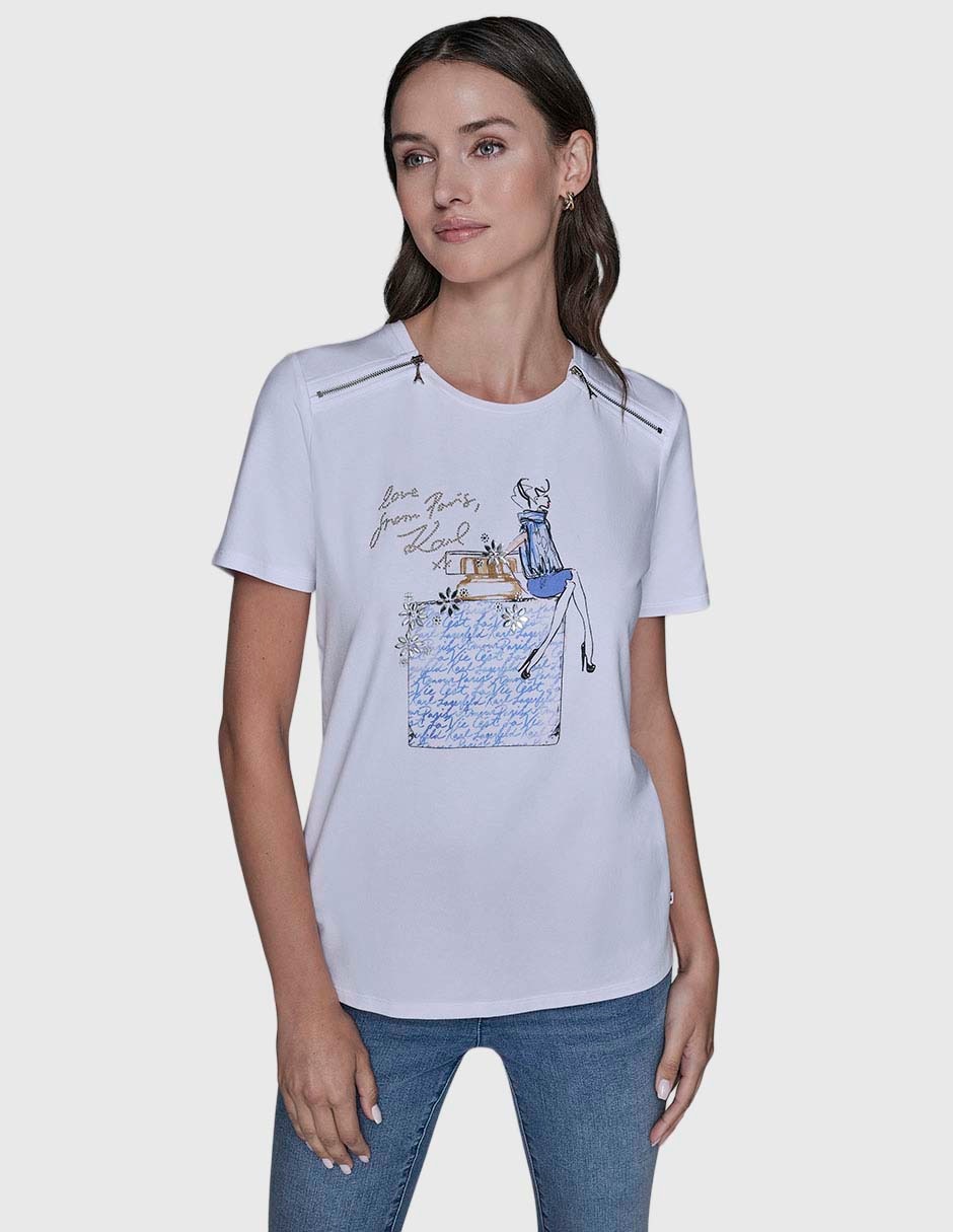 Playera manga corta cuello redondo para mujer 2