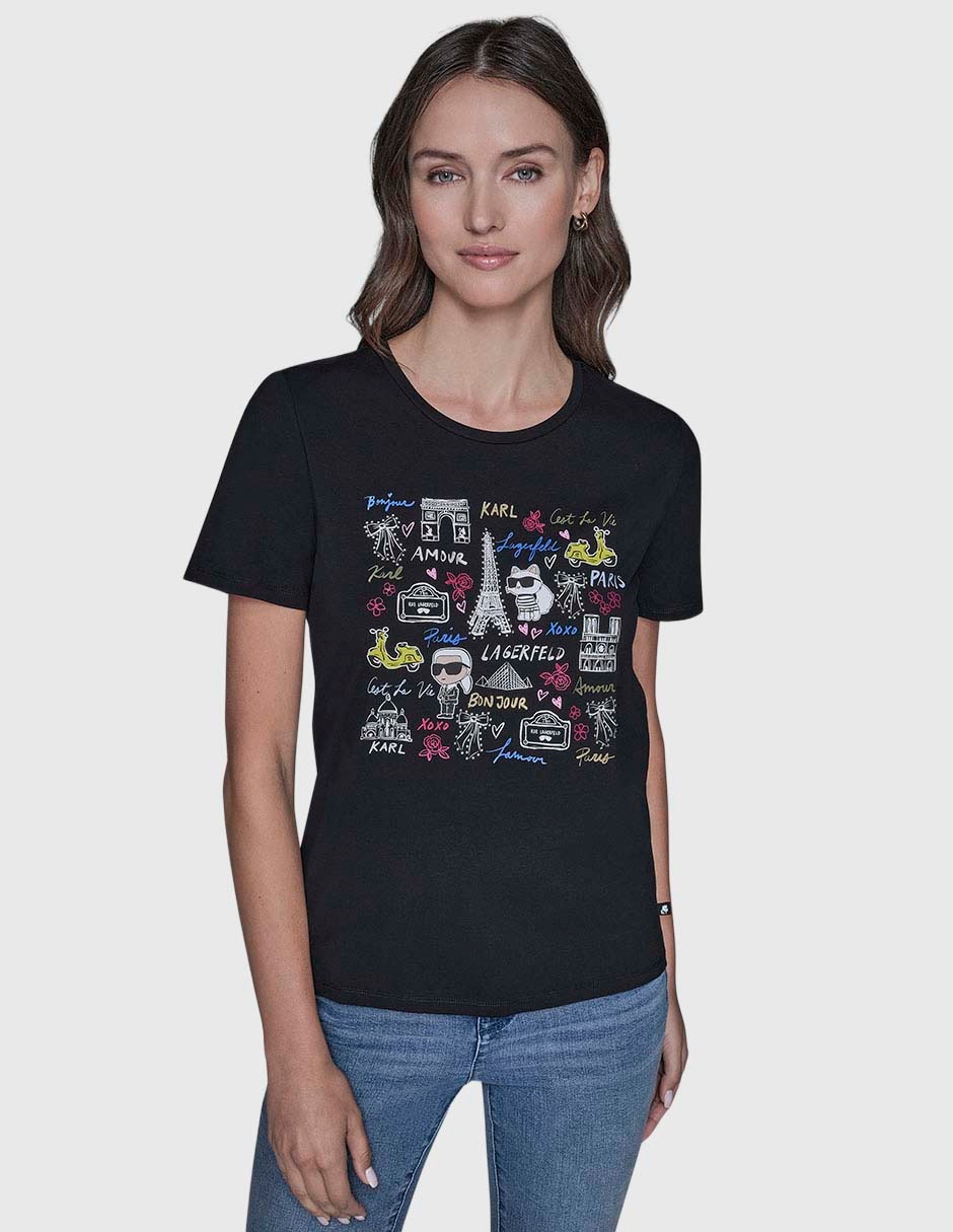 Playera manga corta cuello redondo para mujer 1