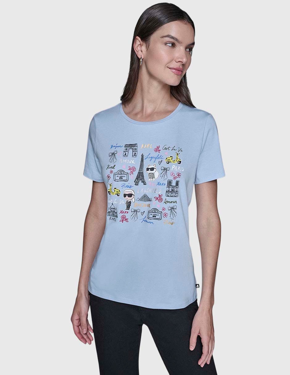Playera manga corta cuello redondo para mujer 1