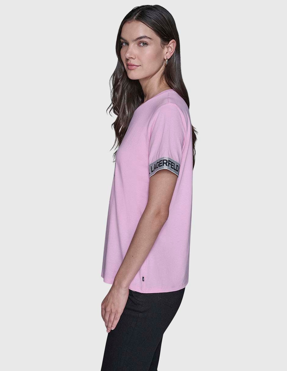 Playera manga corta Karl Lagerfeld Paris cuello redondo para mujer