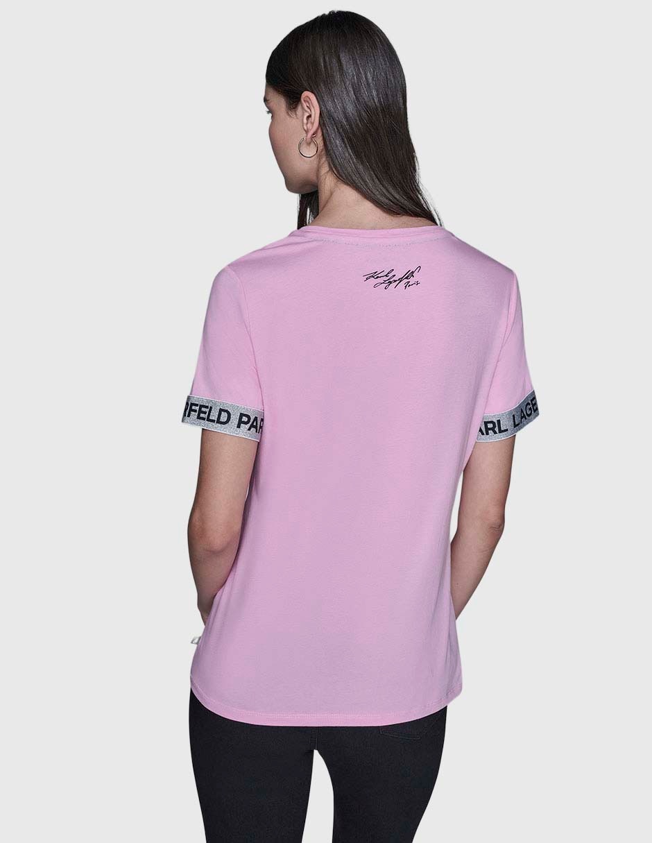Playera manga corta Karl Lagerfeld Paris cuello redondo para mujer