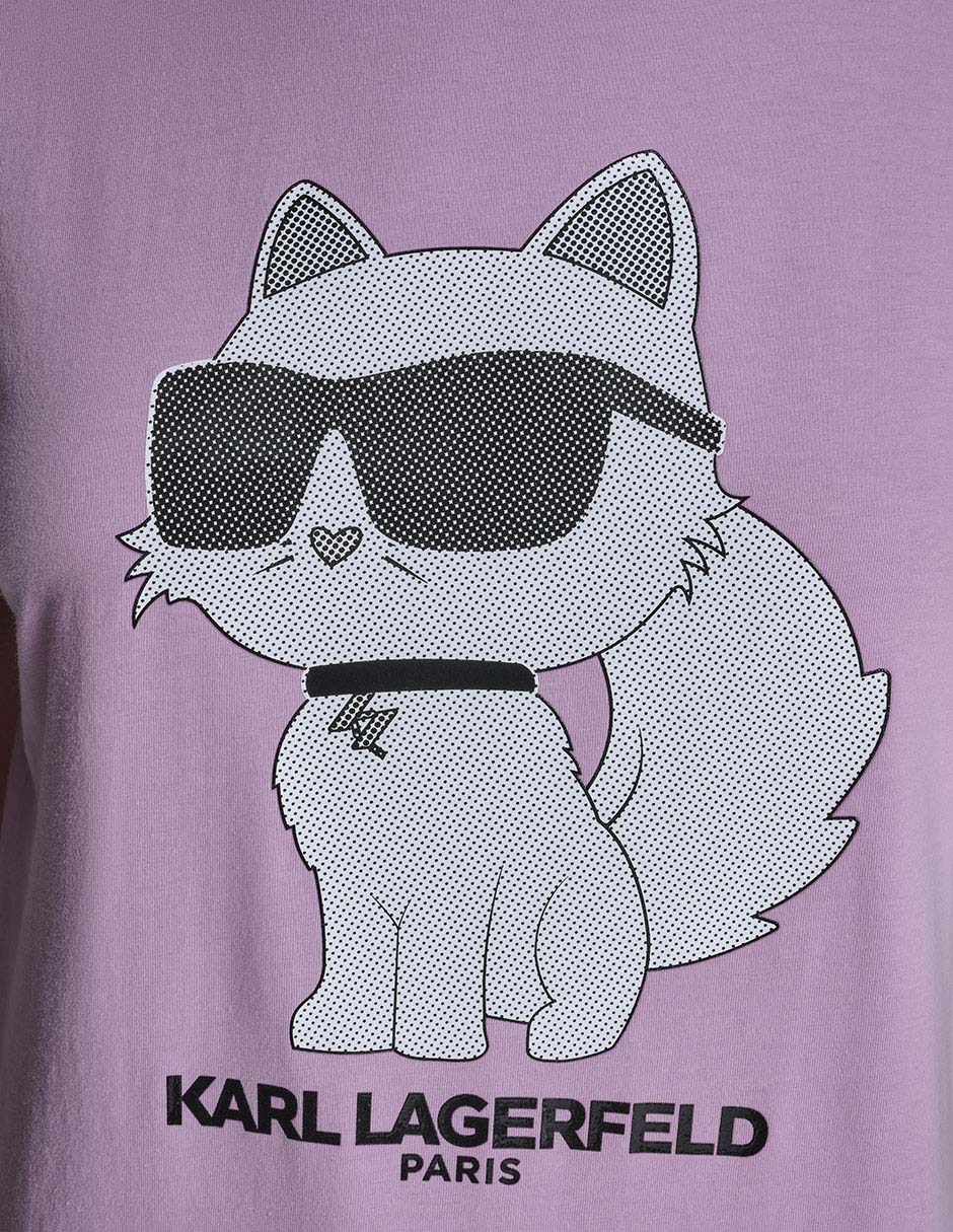Playera manga corta Karl Lagerfeld Paris cuello redondo para mujer