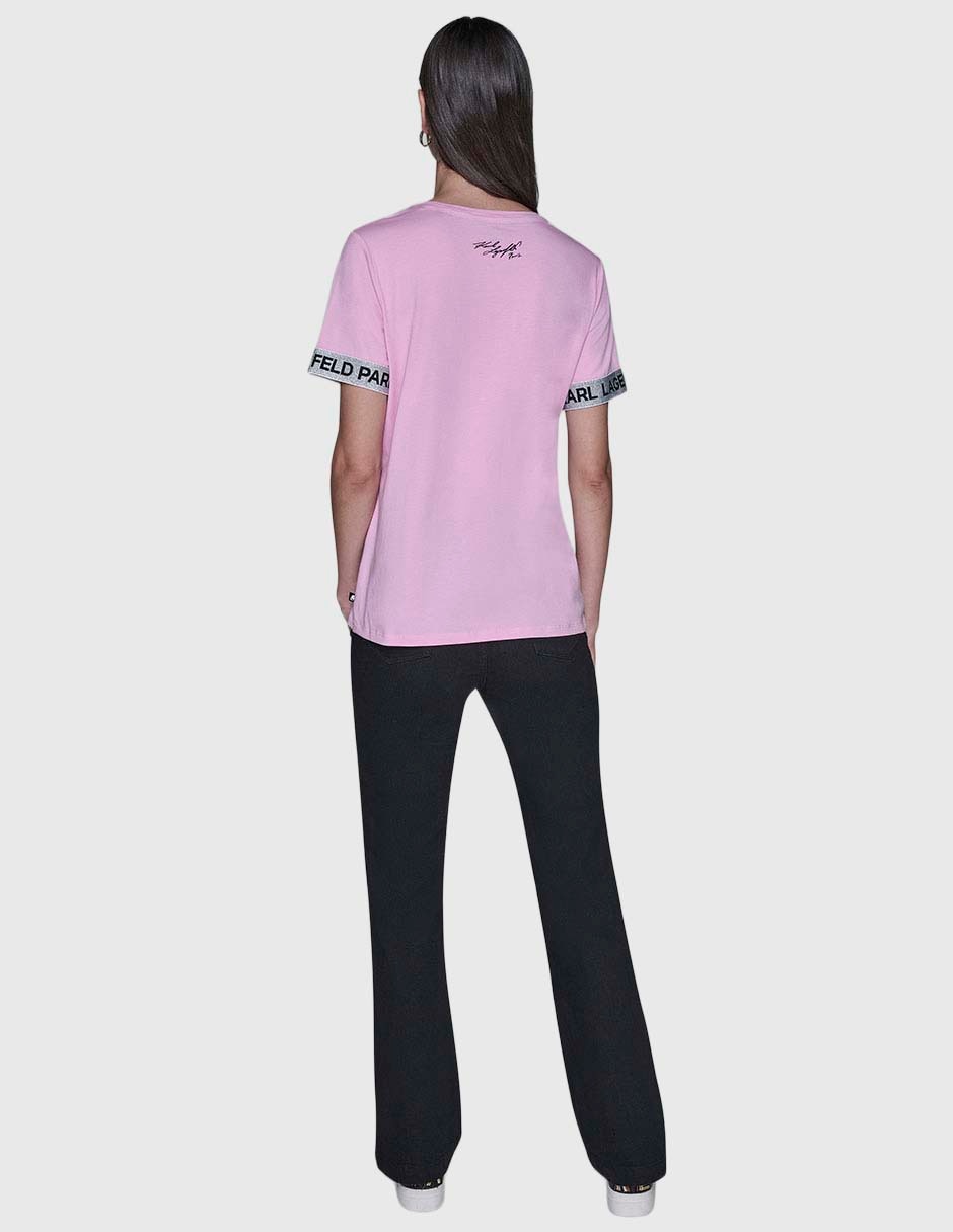 Playera manga corta Karl Lagerfeld Paris cuello redondo para mujer