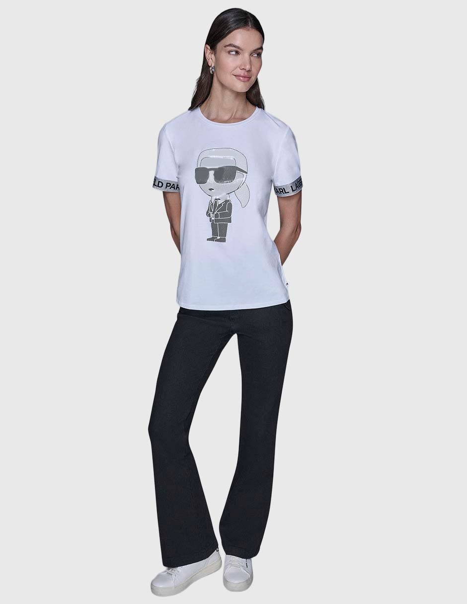 Playera manga corta Karl Lagerfeld Paris cuello redondo para mujer