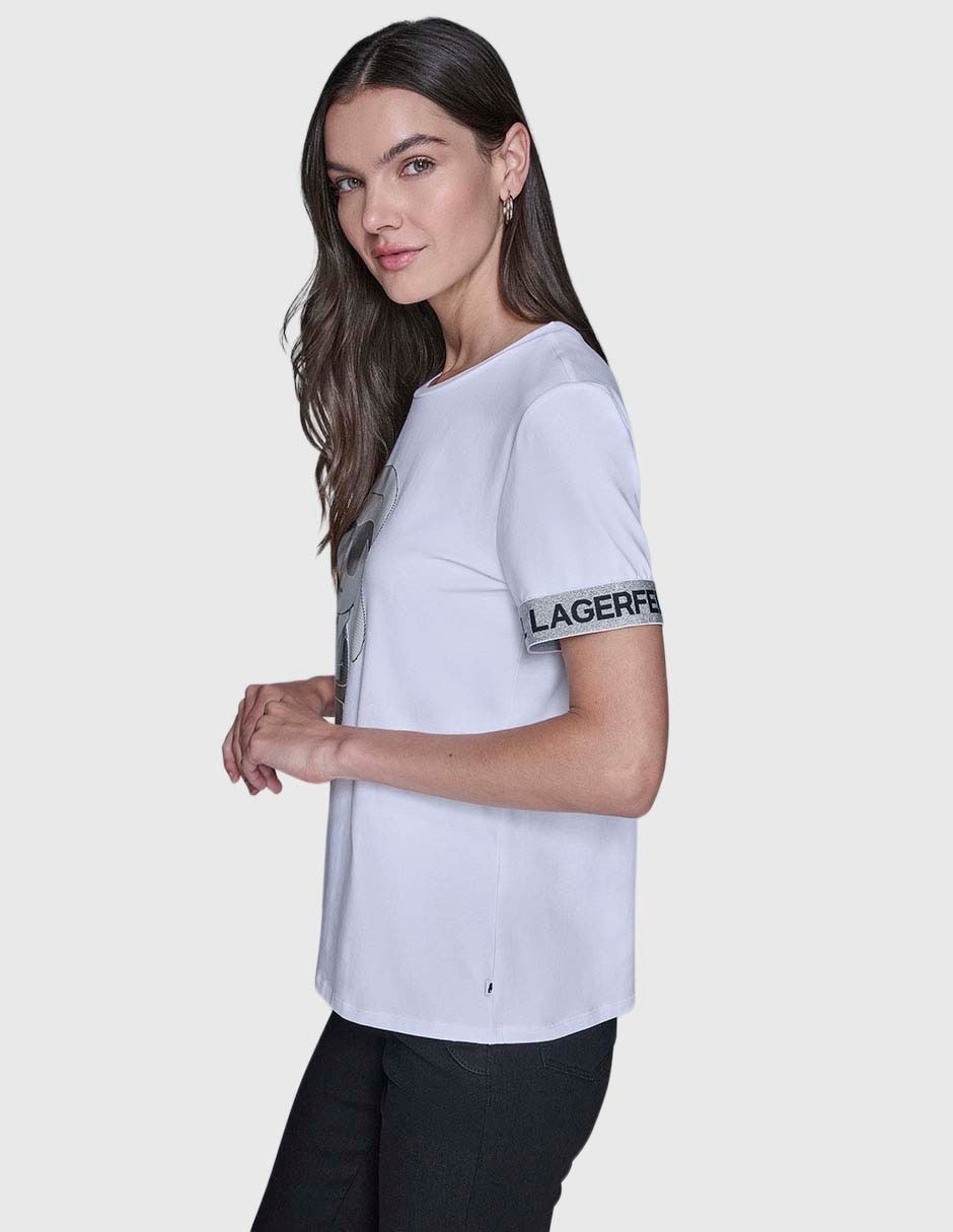 Playera manga corta Karl Lagerfeld Paris cuello redondo para mujer
