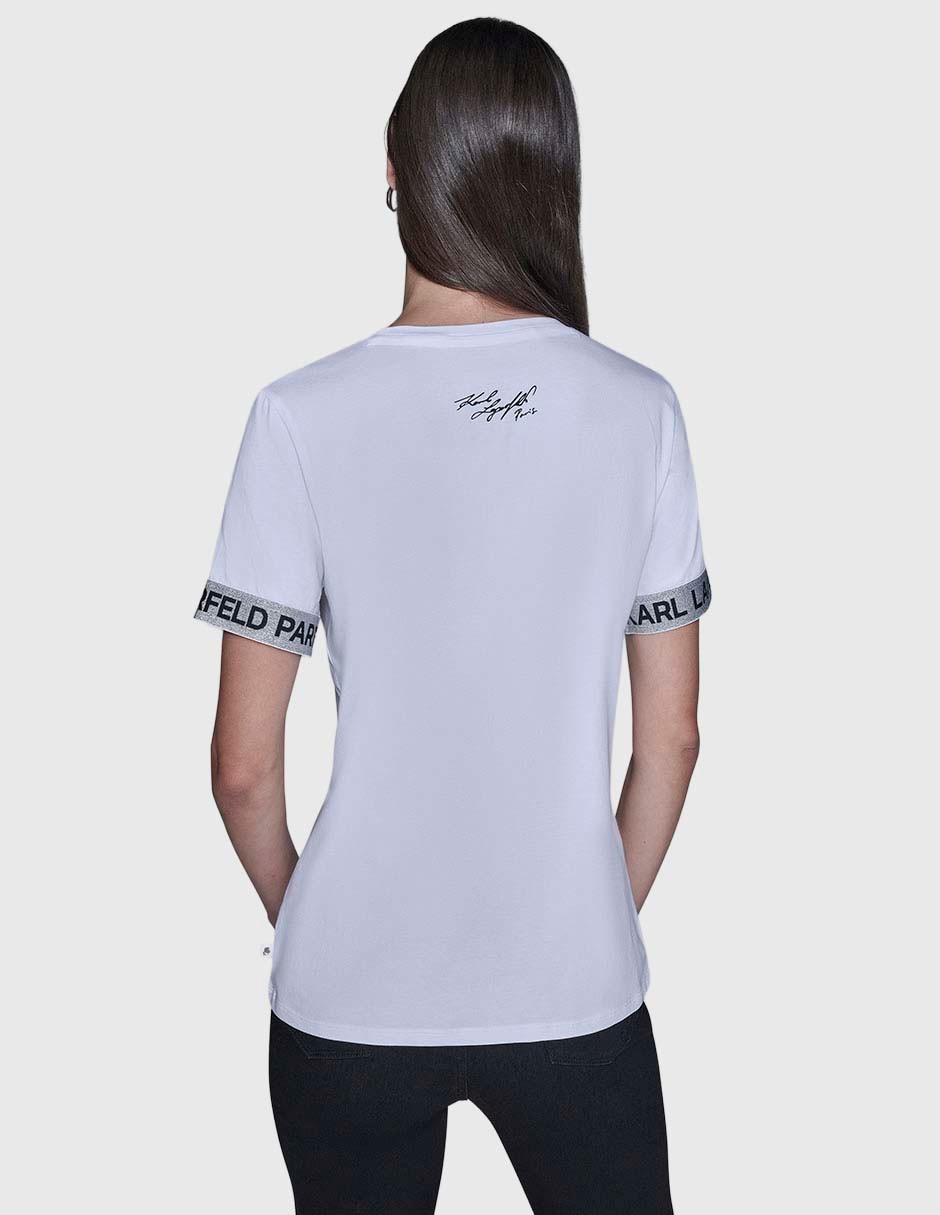 Playera manga corta Karl Lagerfeld Paris cuello redondo para mujer