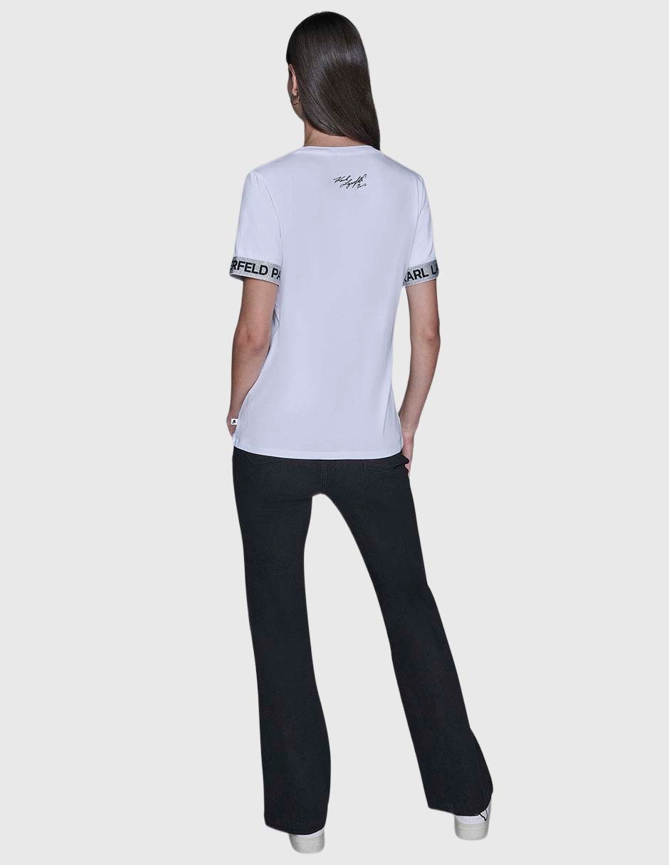 Playera manga corta Karl Lagerfeld Paris cuello redondo para mujer