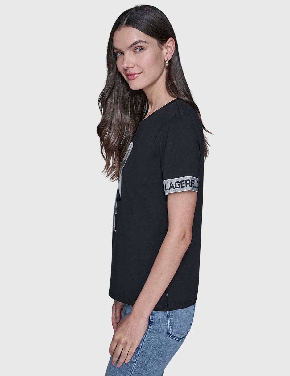 Playera manga corta Karl Lagerfeld Paris cuello redondo para mujer