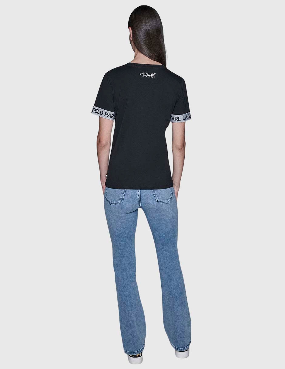 Playera manga corta Karl Lagerfeld Paris cuello redondo para mujer