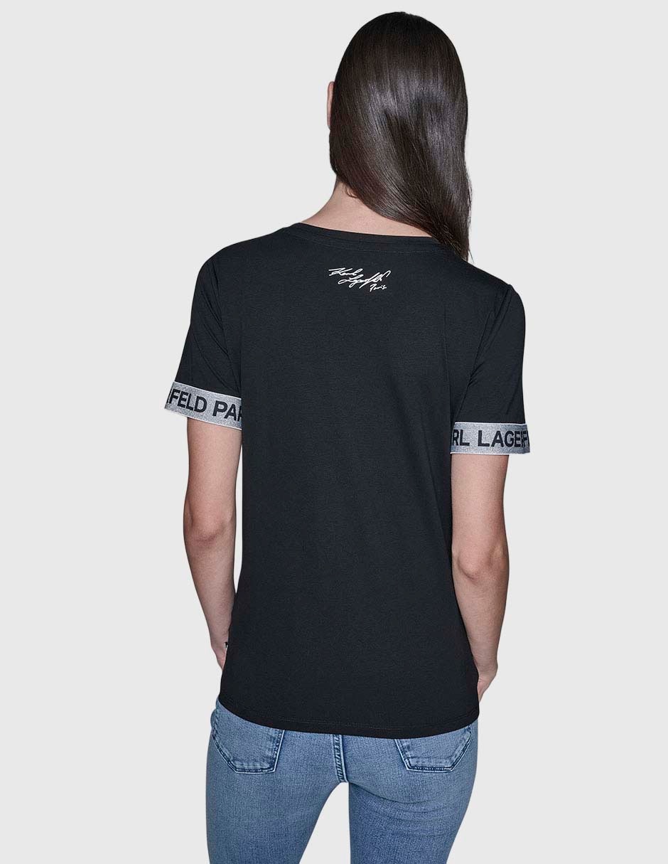 Playera manga corta Karl Lagerfeld Paris cuello redondo para mujer
