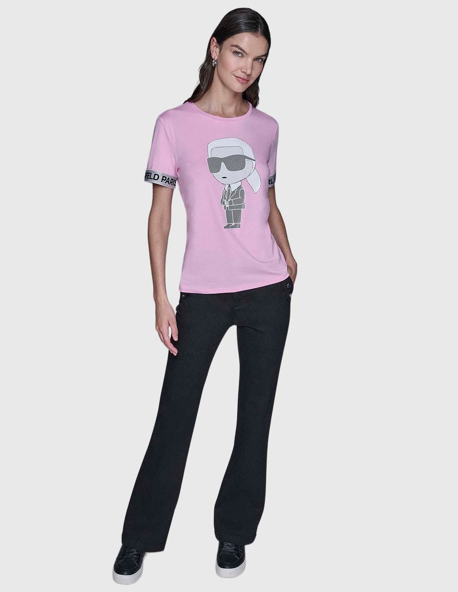 Playera manga corta Karl Lagerfeld Paris cuello redondo para mujer
