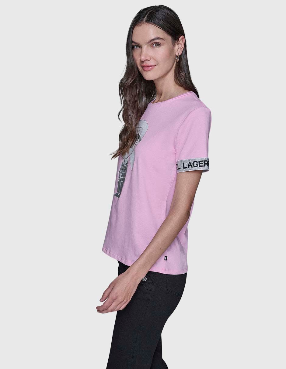 Playera manga corta Karl Lagerfeld Paris cuello redondo para mujer