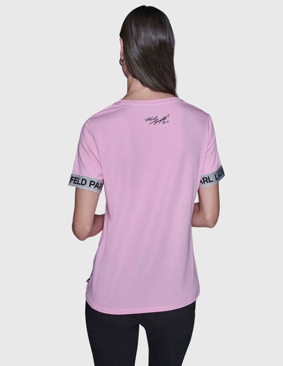 Playera manga corta Karl Lagerfeld Paris cuello redondo para mujer