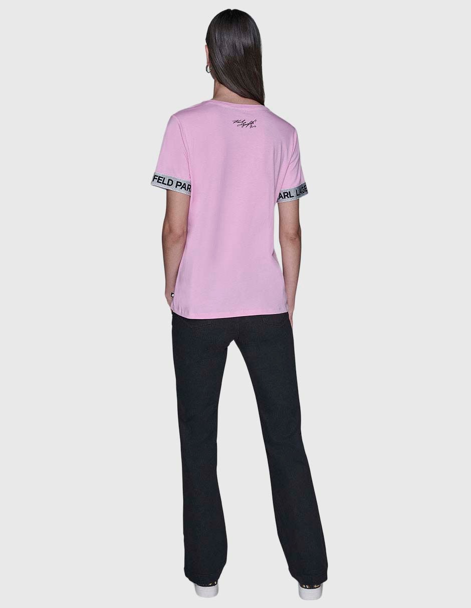 Playera manga corta Karl Lagerfeld Paris cuello redondo para mujer