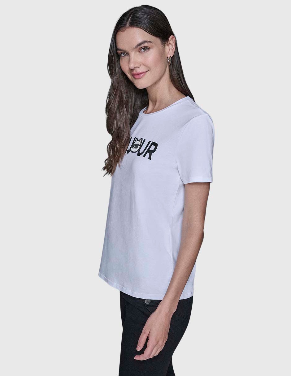 Playera manga corta Karl Lagerfeld Paris cuello redondo para mujer
