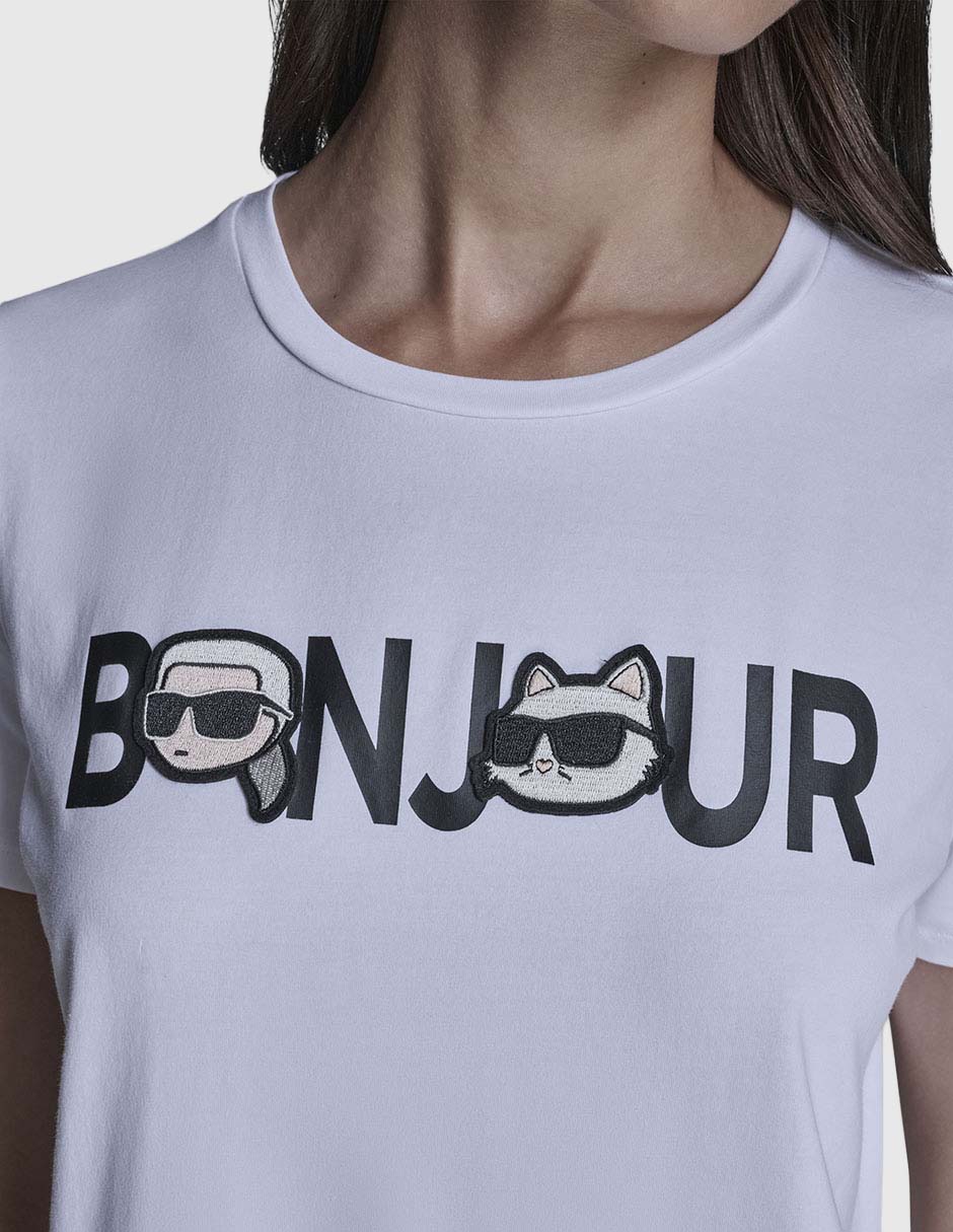 Playera manga corta Karl Lagerfeld Paris cuello redondo para mujer