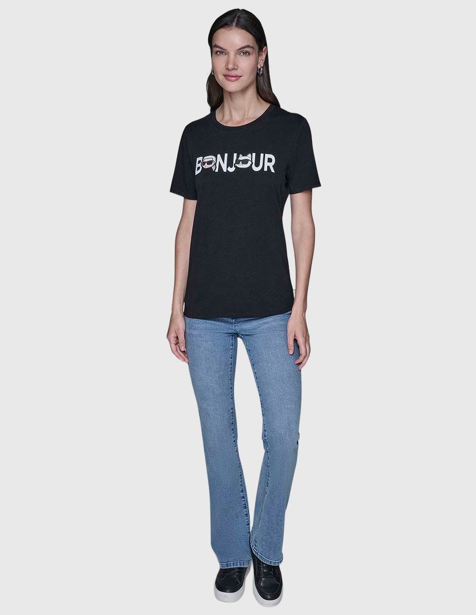 Playera manga corta Karl Lagerfeld Paris cuello redondo para mujer