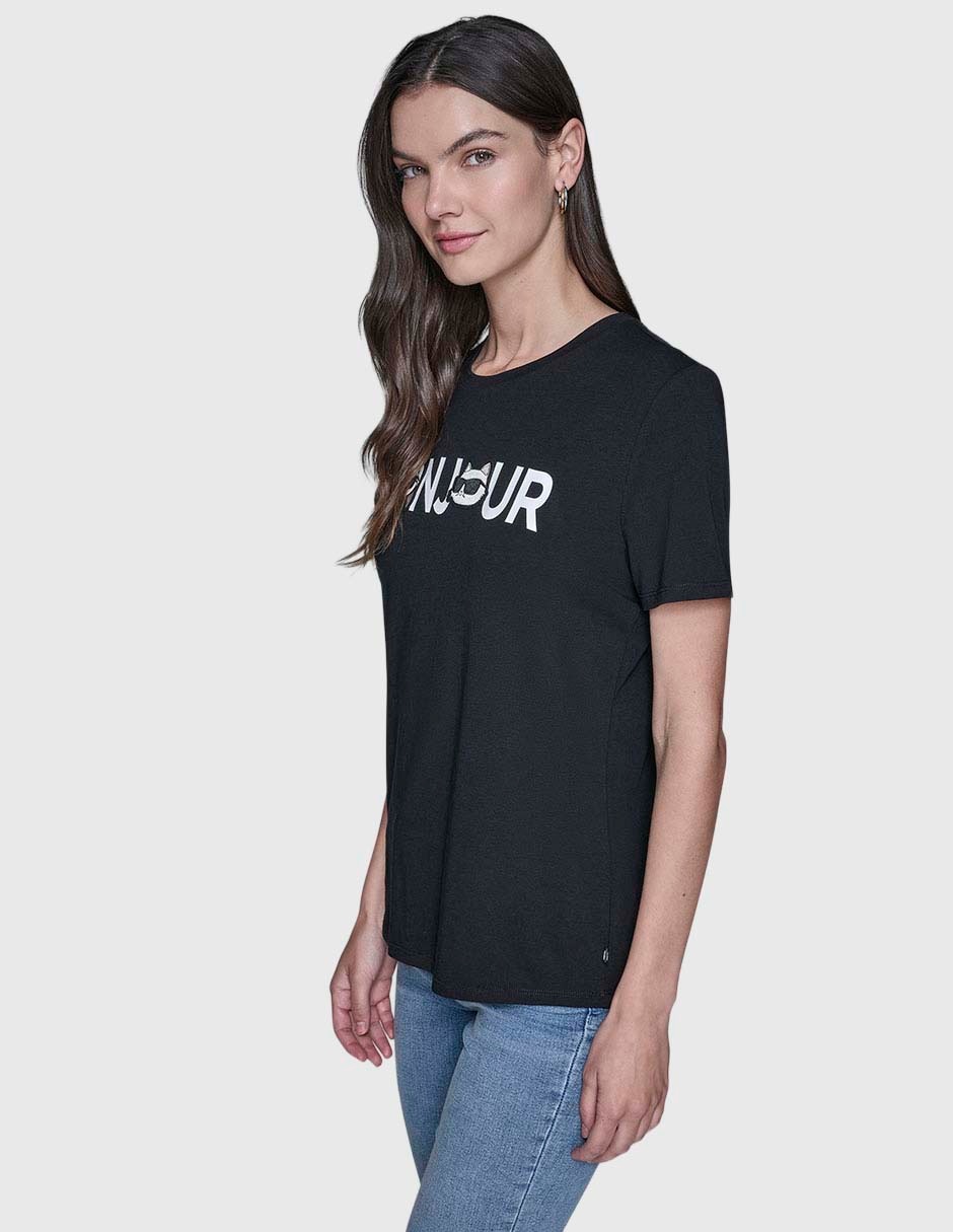Playera manga corta Karl Lagerfeld Paris cuello redondo para mujer