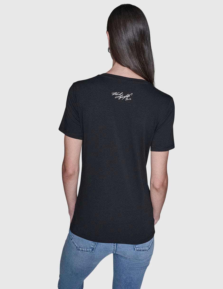 Playera manga corta Karl Lagerfeld Paris cuello redondo para mujer