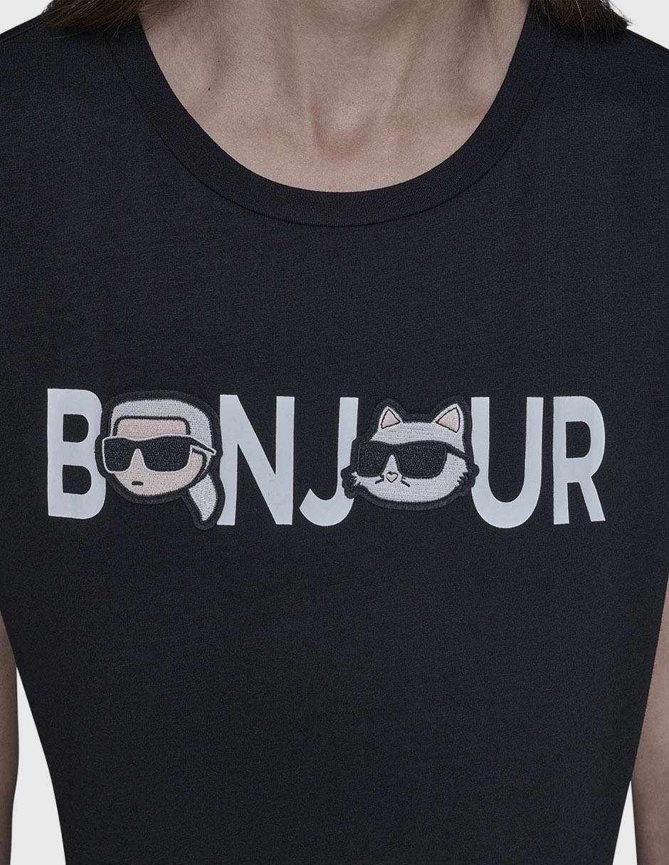 Playera manga corta Karl Lagerfeld Paris cuello redondo para mujer