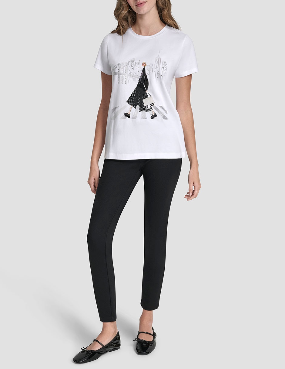 Playera manga corta cuello redondo para mujer 1