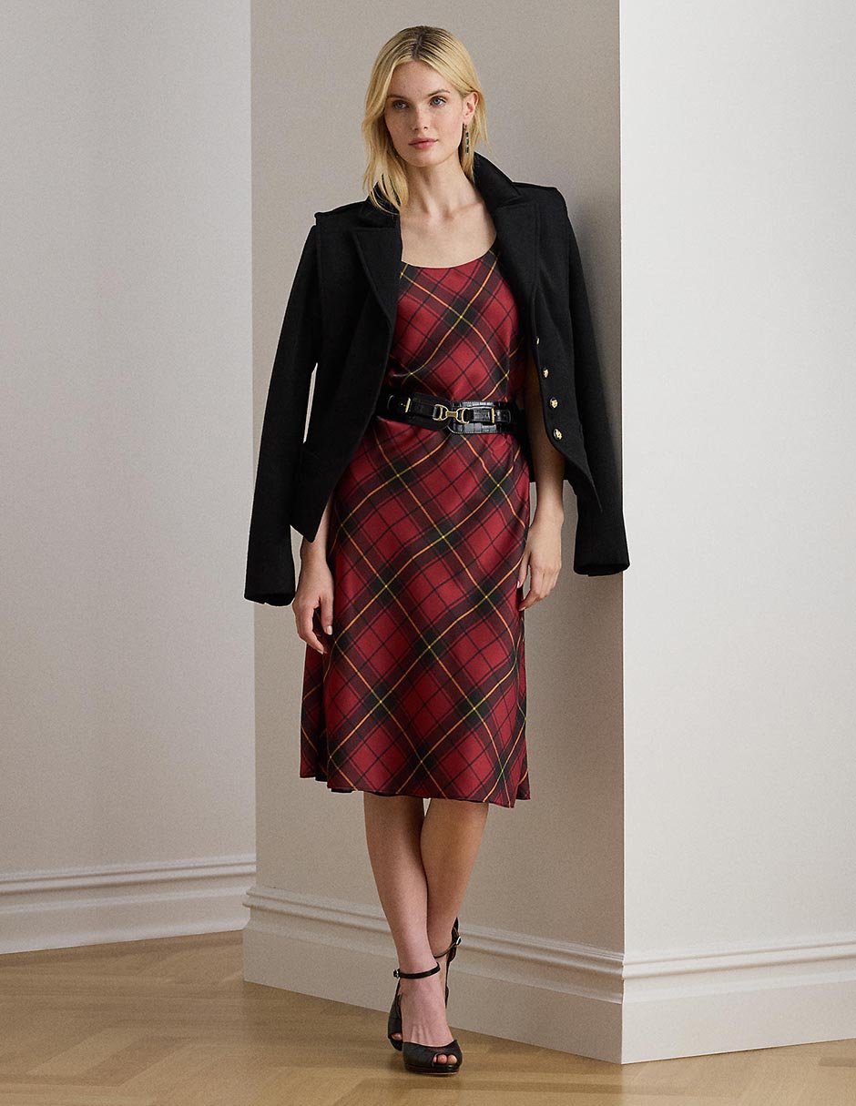 Vestido midi casual Lauren Petite para mujer