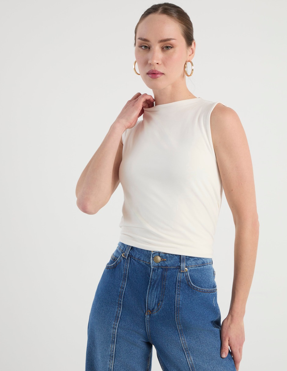 Top cuello redondo