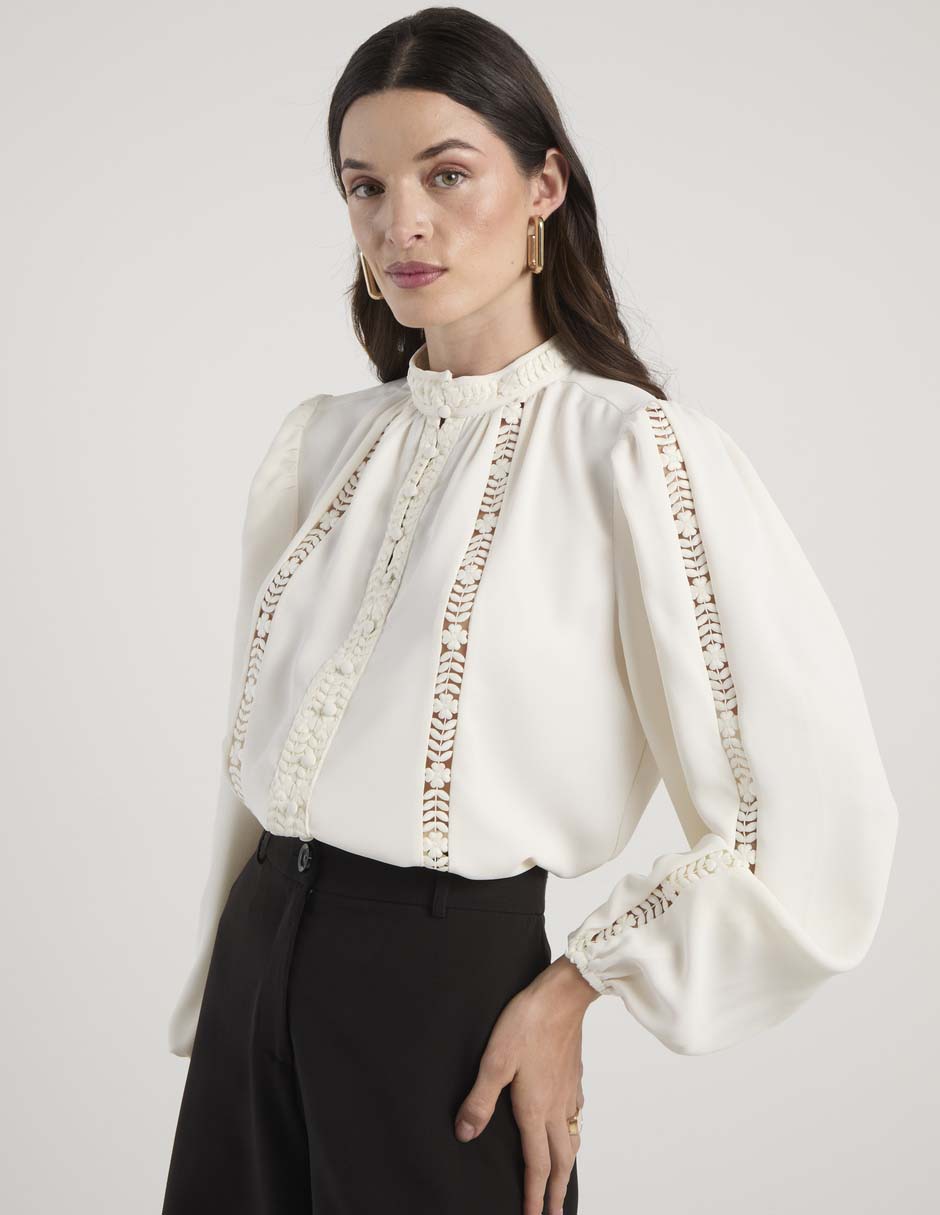 Blusa camisera manga larga para mujer