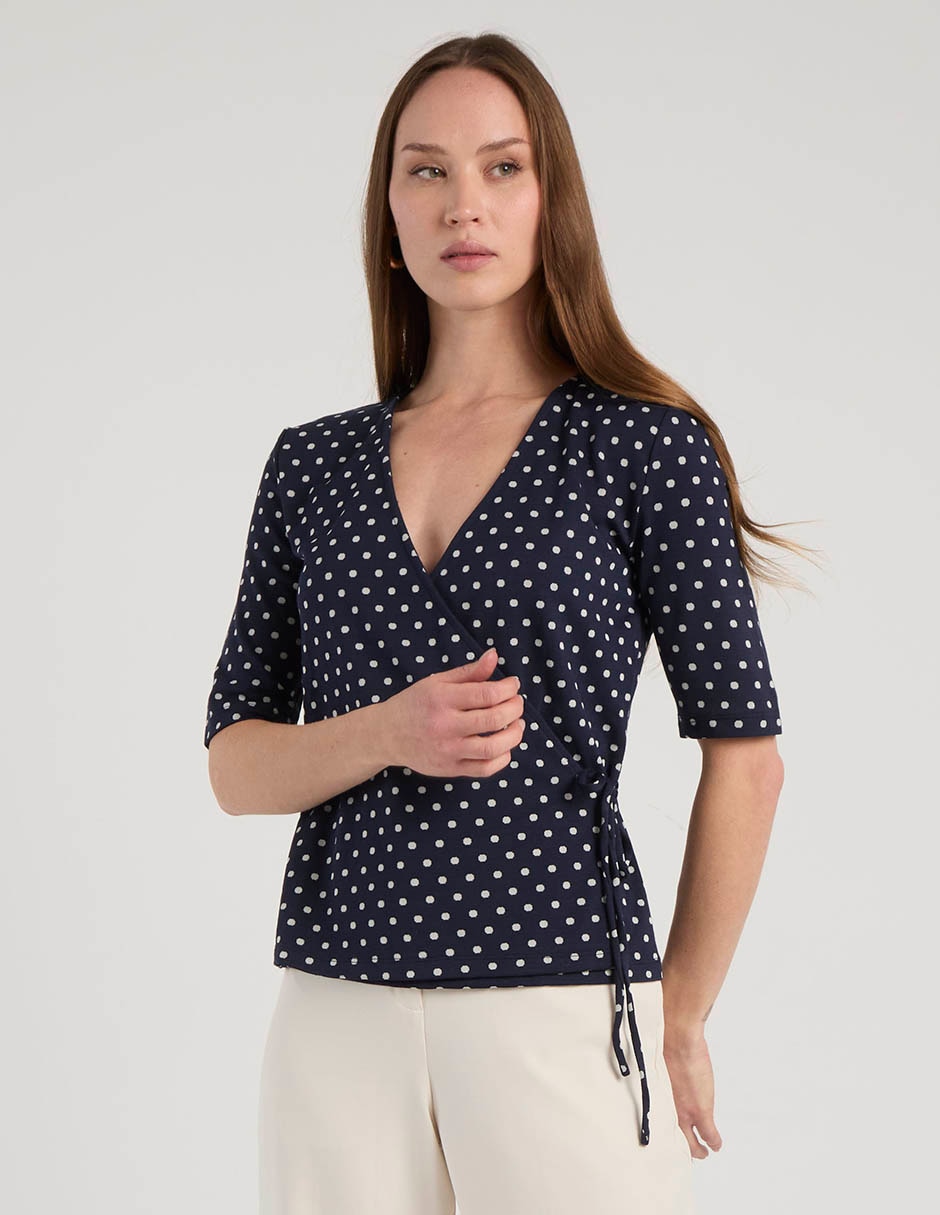 Blusa envolvente manga corta para mujer 1