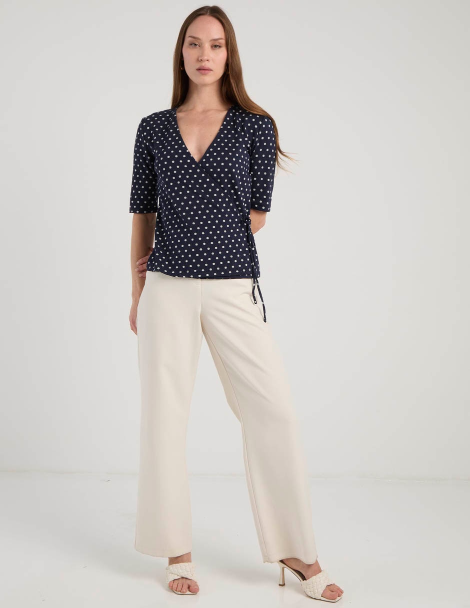 Blusa envolvente manga corta para mujer 8