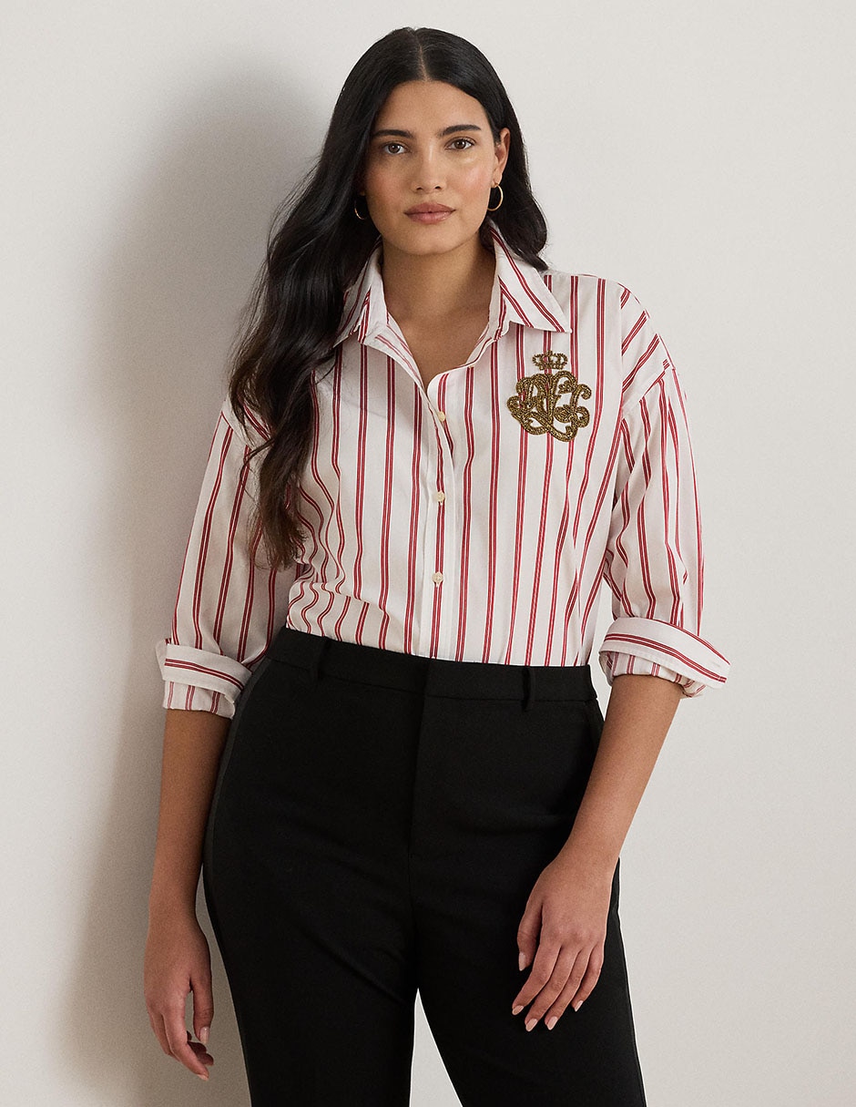 Blusa camisera Lauren Plus manga larga para mujer