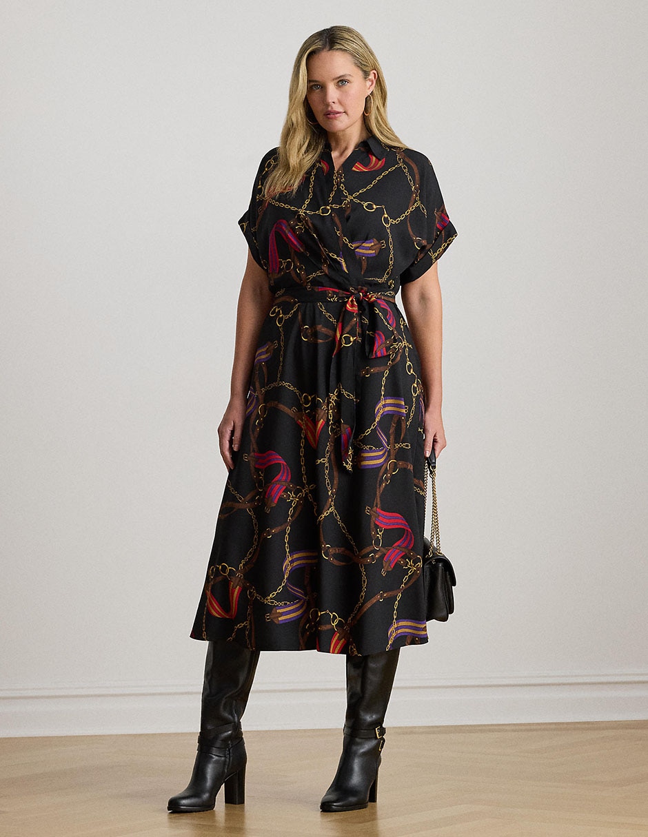 Vestido midi casual Lauren Plus para mujer