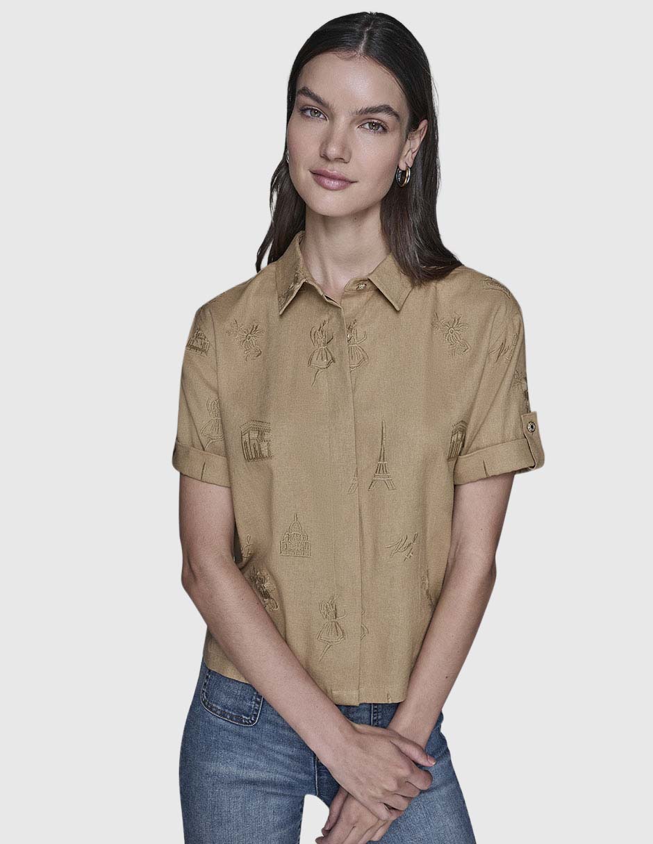 Blusa camisera manga corta para mujer 1