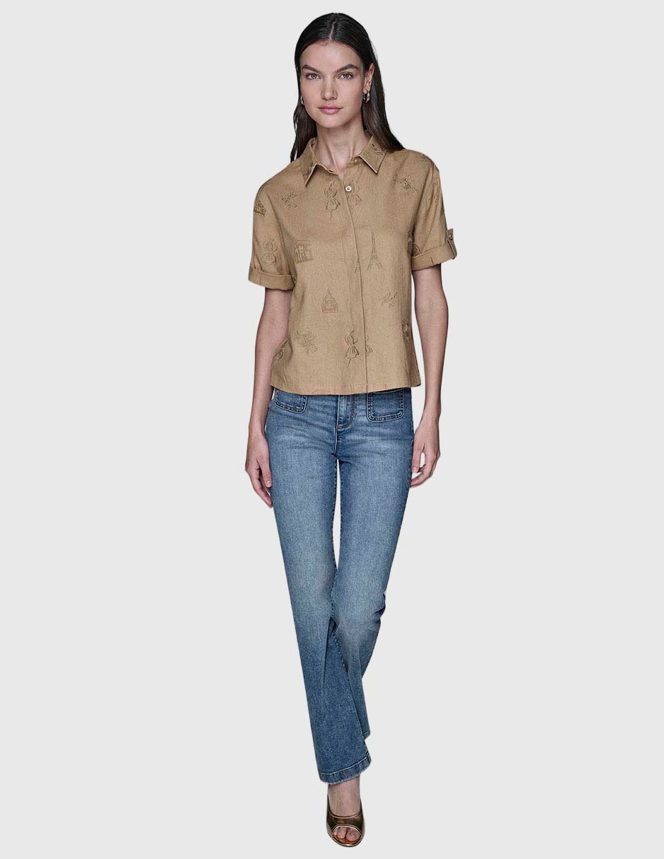 Blusa camisera manga corta para mujer 7