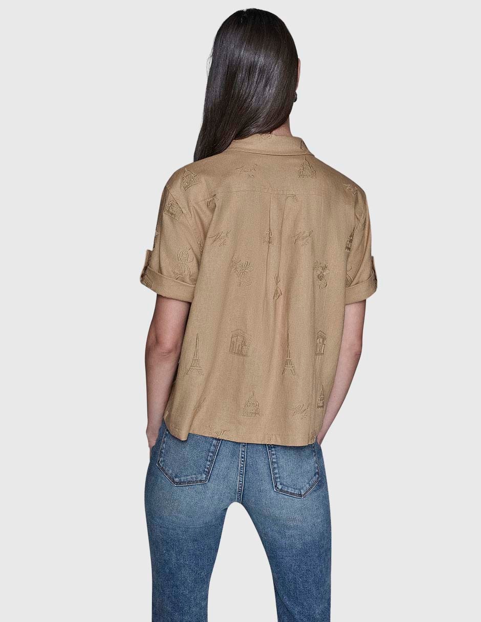 Blusa camisera manga corta para mujer 9