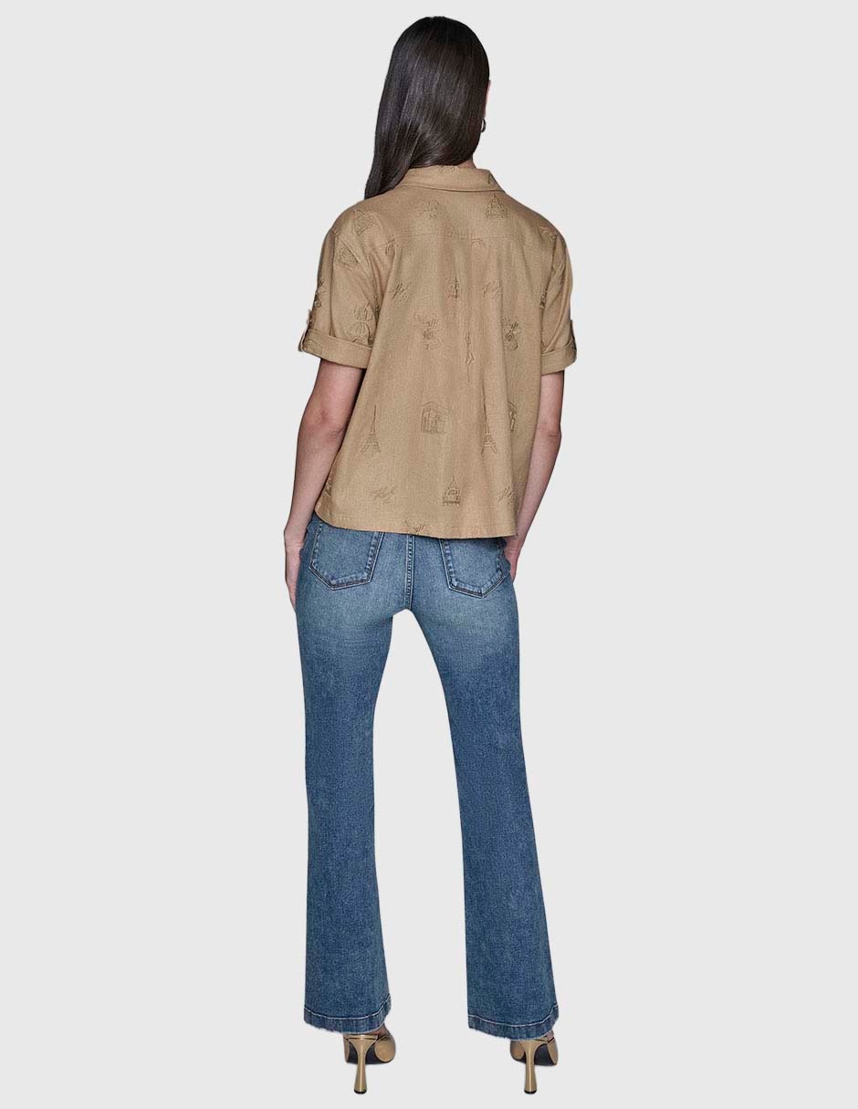Blusa camisera manga corta para mujer 10
