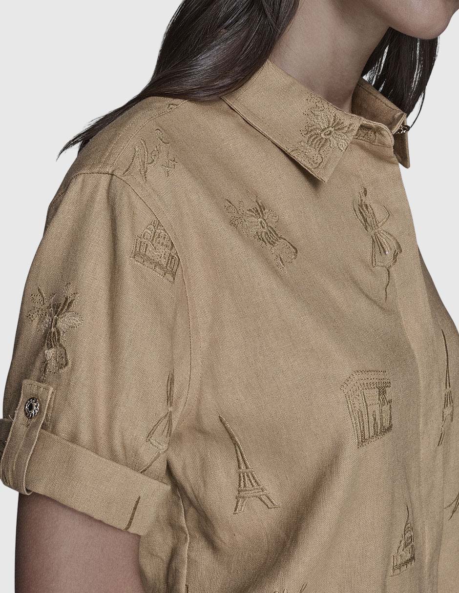 Blusa camisera manga corta para mujer 11