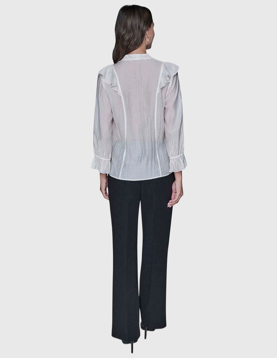 Blusa camisera manga larga para mujer 11