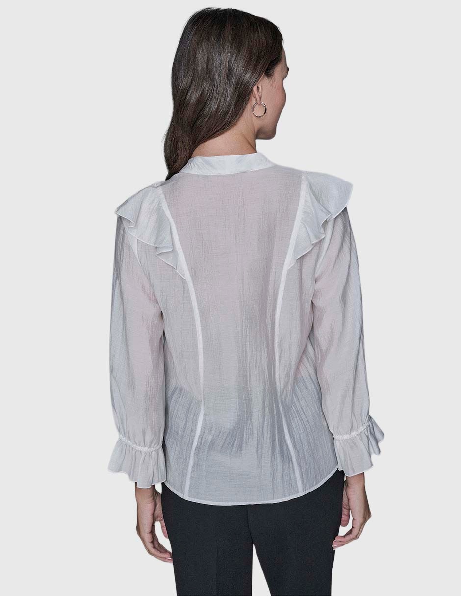 Blusa camisera manga larga para mujer 12