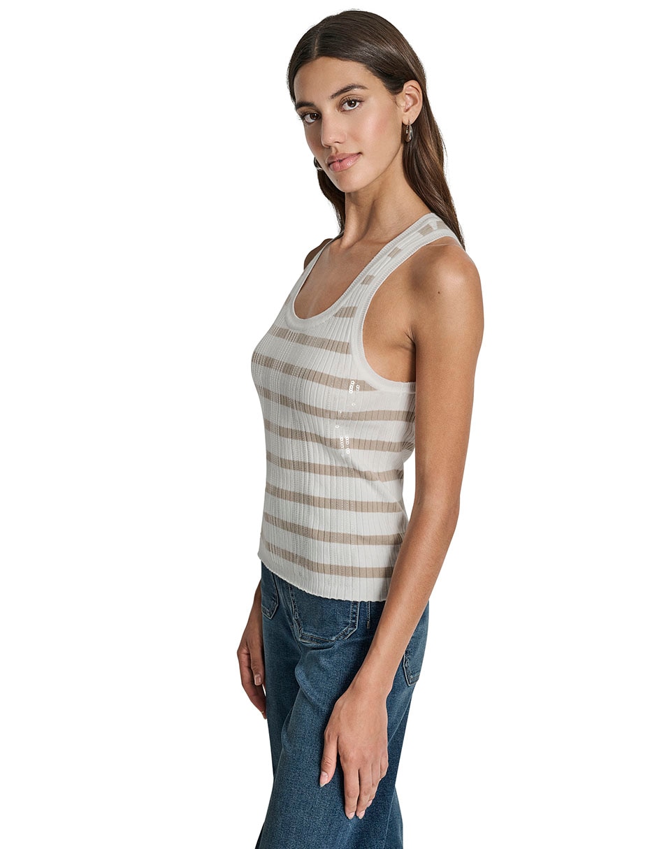 Top Dkny Jeans cuello redondo tirante ancho