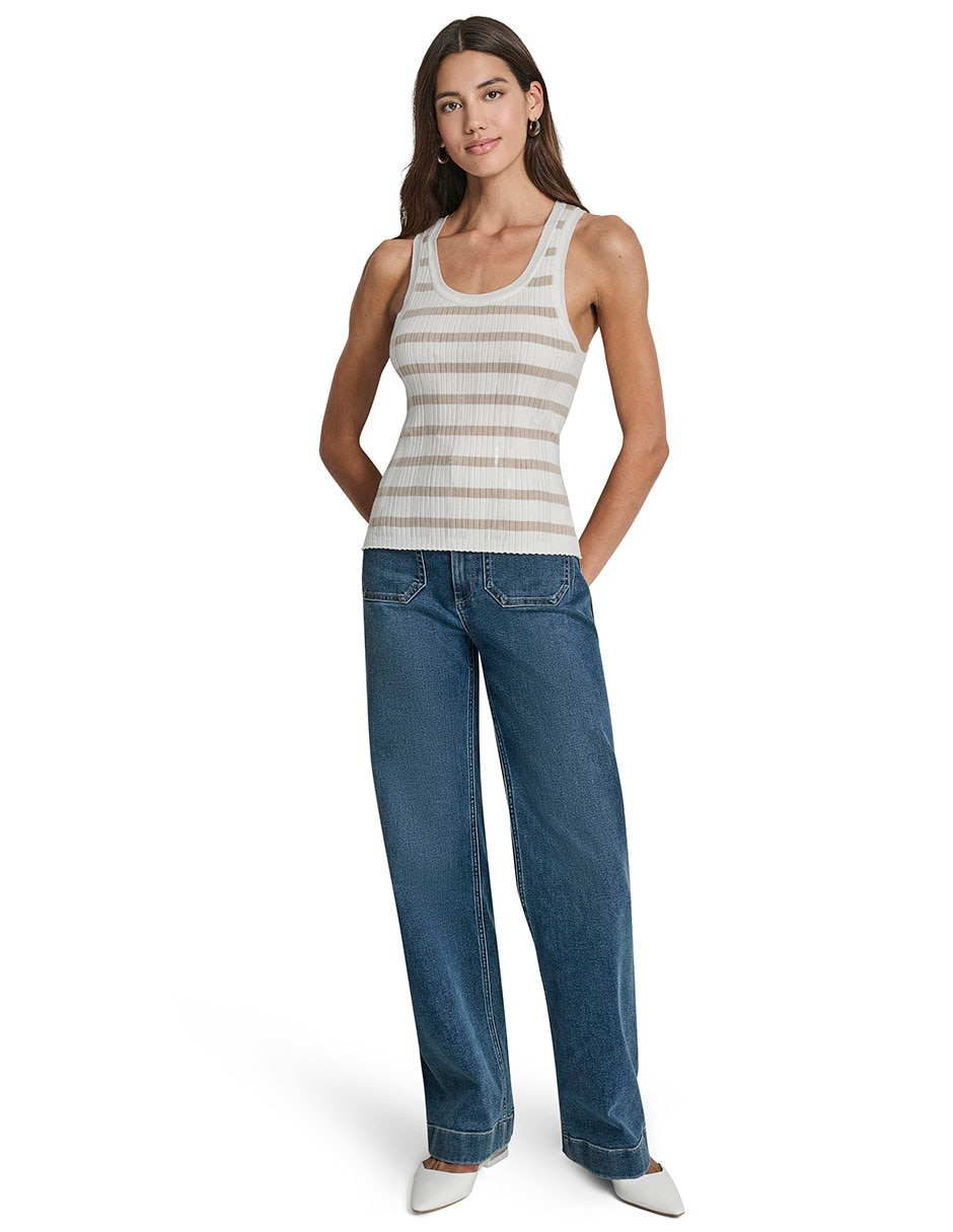 Top Dkny Jeans cuello redondo tirante ancho