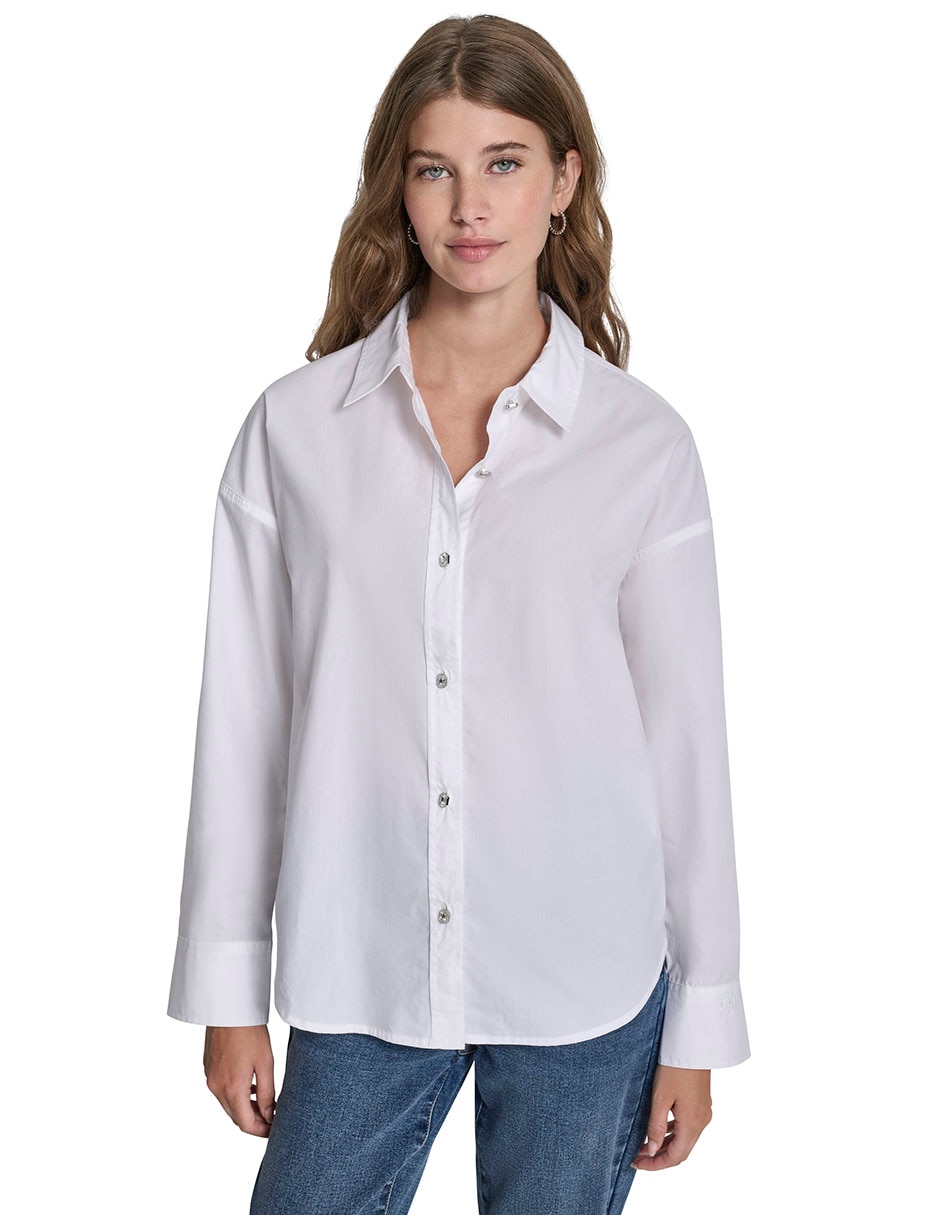 Blusa camisera Dkny Jeans manga larga para mujer