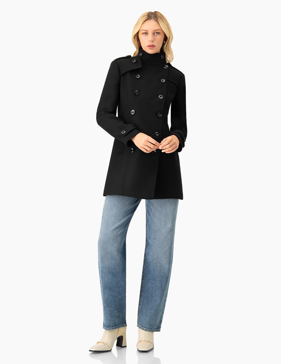 Abrigo de lana militar para mujer 5
