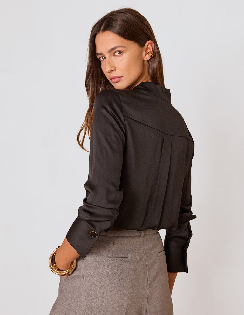 Blusa camisera Maison 123 manga larga para mujer
