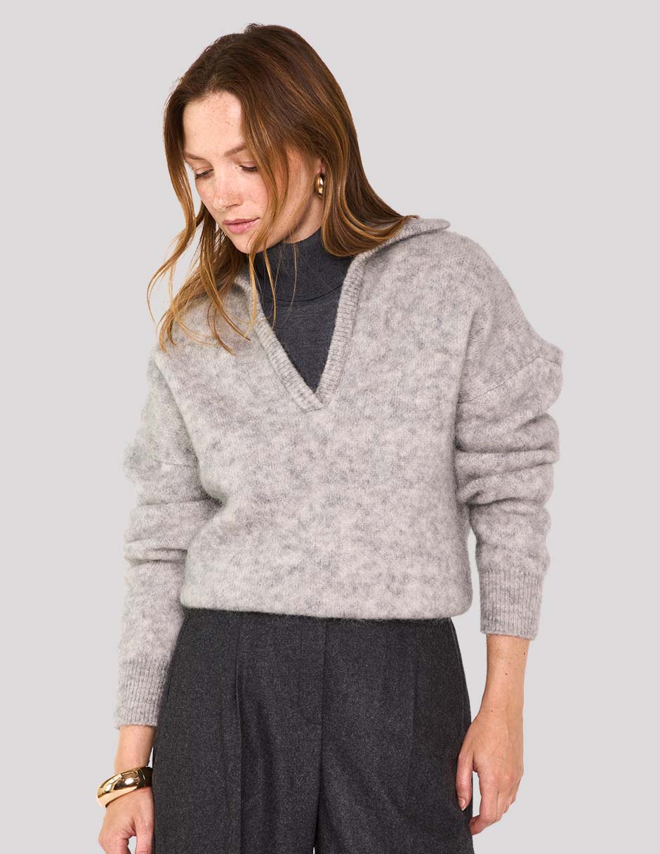 Suéter cuello V para mujer