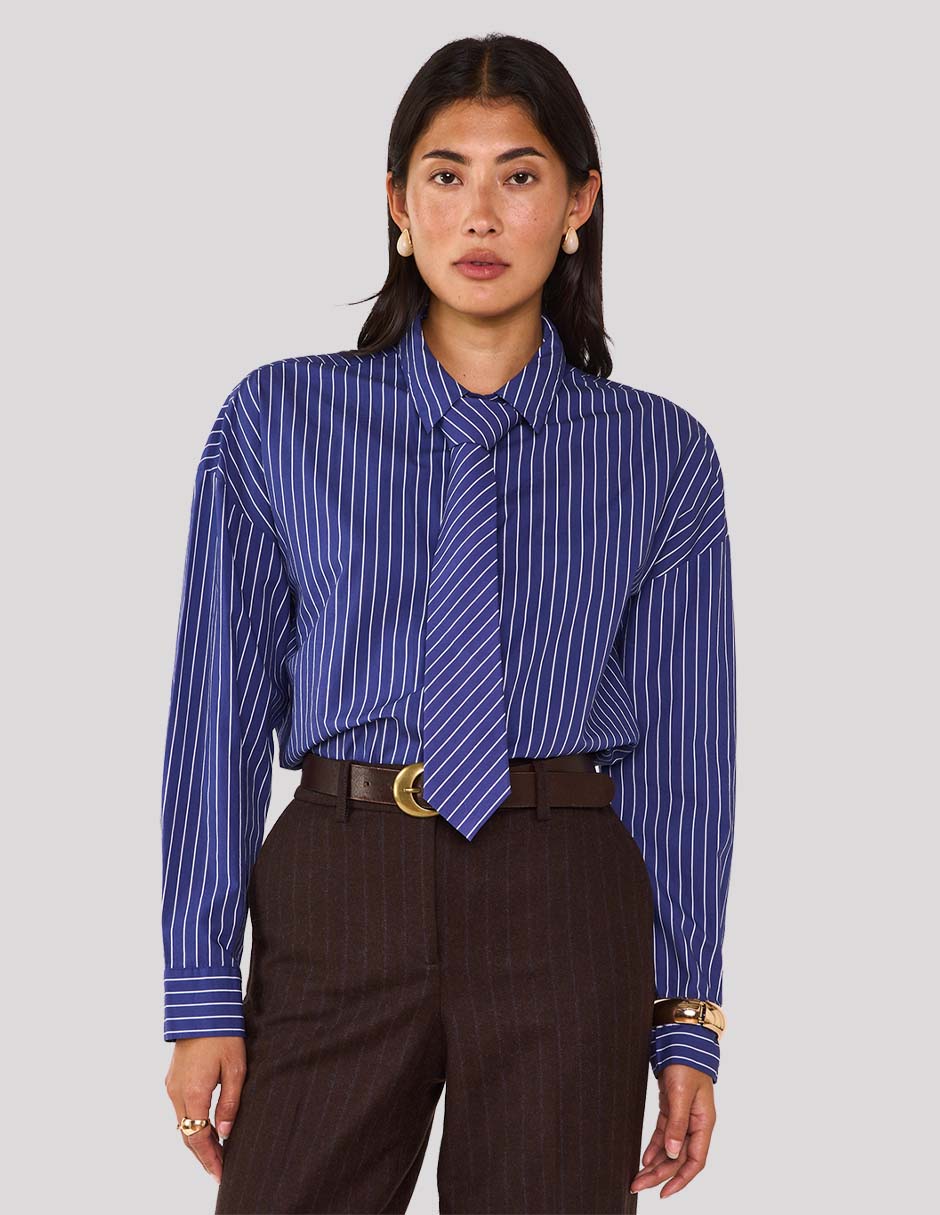 Blusa camisera manga larga para mujer