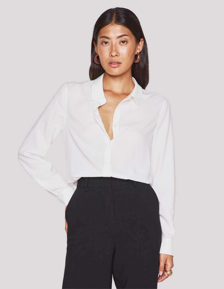 Blusa camisera manga larga para mujer