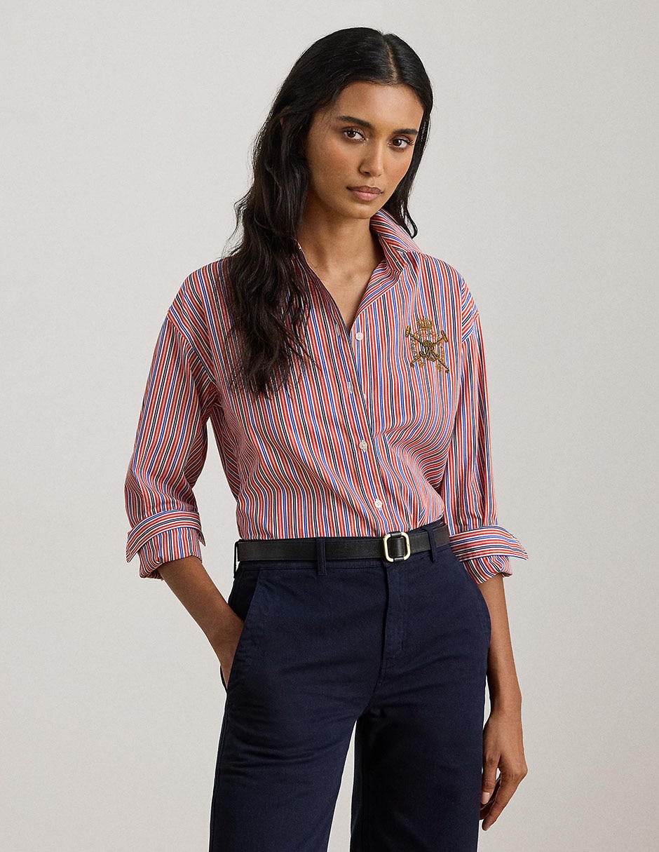 Blusa camisera Lauren Ralph Lauren manga larga para mujer