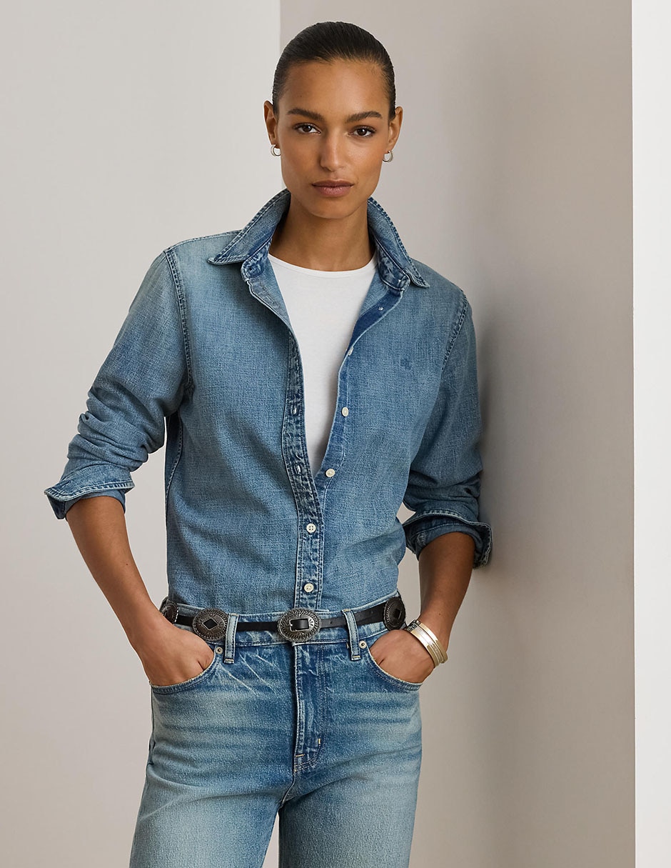 Blusa camisera Lauren Ralph Lauren manga larga para mujer