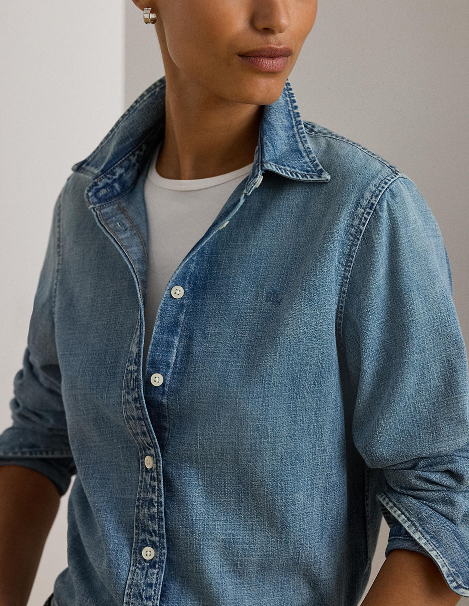 Blusa camisera Lauren Ralph Lauren manga larga para mujer